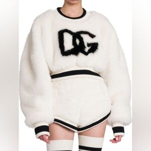 Black & White Fuzzy Logo Sweater